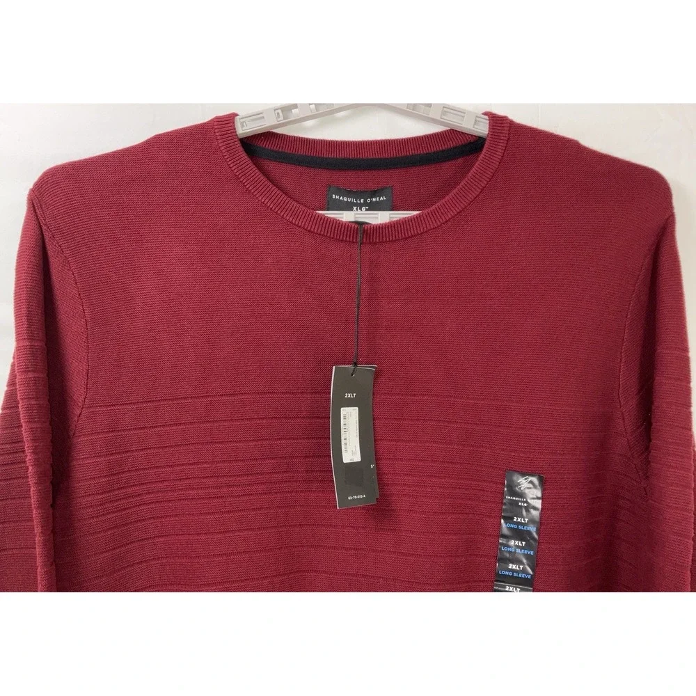 NWT Men's Shaquille O'Neal Big & Tall‎ Crew Neck Sweater Merlot Red 2XLT